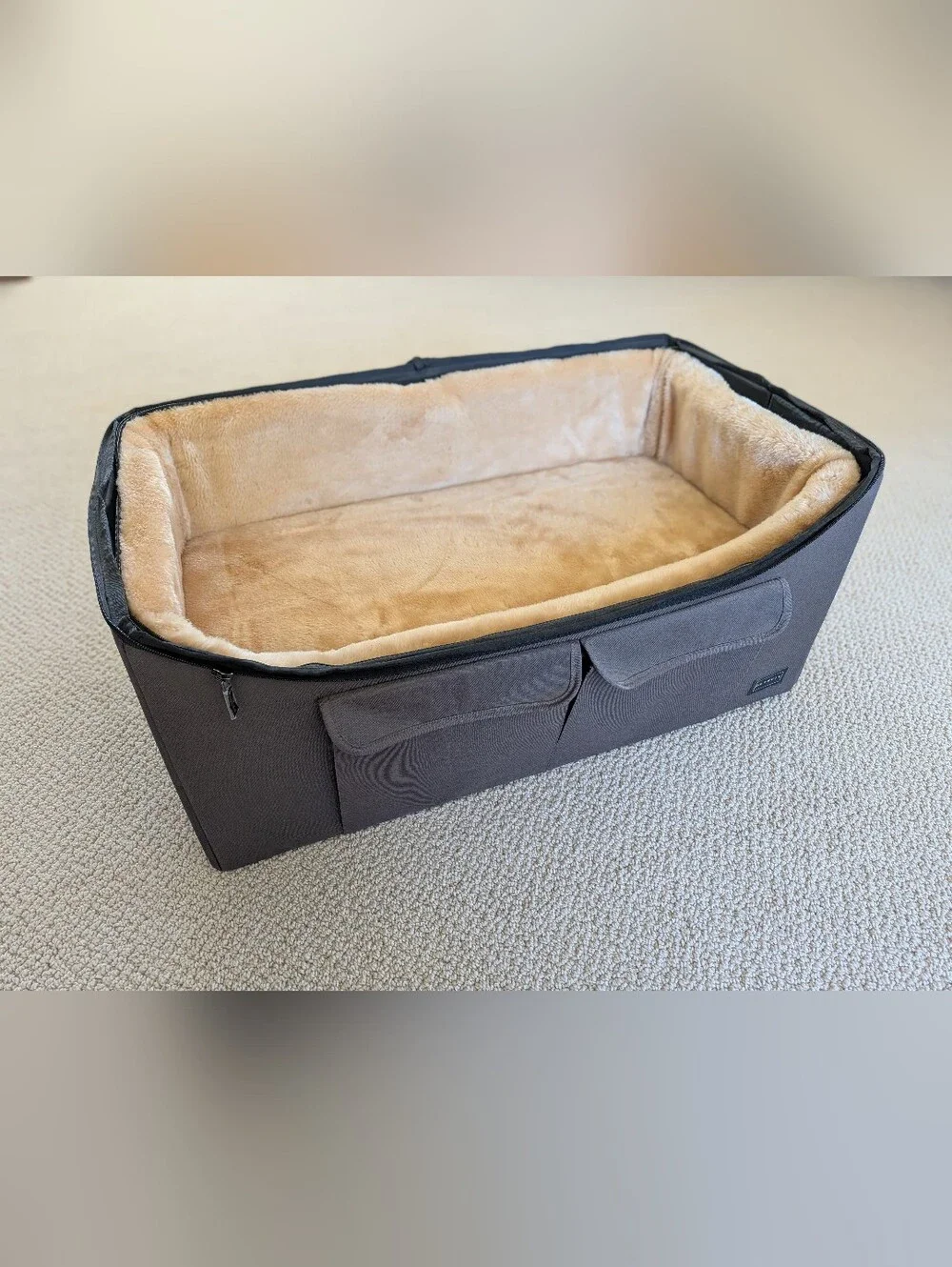 Petfit Plush Tan Lined Pet Bed with Gray Exterior